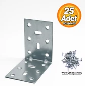 Mobilya (25 ADET) Eşya Dolap Duvara Sabitleme Köşebent Bağlantı Aparatı L Demiri Gönye 40x60x60 Mm thumbnail 2