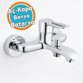 Tek Kollu Krom Banyo Bataryası Duvar Tipi Armatür Şık Premium Modern Tasarım Sıcak Soğuk Ayarlı thumbnail 1