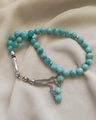 Tesbih 33 lü 08 mm Doğal Taş Amazonit AAA Kalite Tesbih thumbnail 6