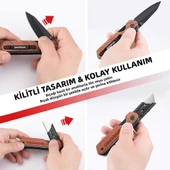 WORKPRO WP211015 2-IN-1 Ahşap Saplı Profesyonel Cep Çakısı & Katlanır Rötuş Maket Bıçağı + 11 Adet Yedek Bıçak thumbnail 7