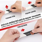 WORKPRO WP211015 2-IN-1 Ahşap Saplı Profesyonel Cep Çakısı & Katlanır Rötuş Maket Bıçağı + 11 Adet Yedek Bıçak thumbnail 6