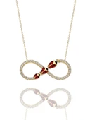 Üç Uğr Böceği Sonsuzluk İçinde Çok Güzel  14 Ayar Altın Kolye thumbnail 1