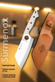 Sürmene Serisi K Şef Mutfak Şef Bıçağı Bıçak Kamp Bıçağı Deri Kılıflı Beyaz Verzalit Sap HDS-153 thumbnail 2
