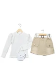 Celira Bej Danteli Triko Kız Çocuk Ceket Etek Takım 1028 thumbnail 3