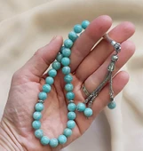 Tesbih 33 lü 08 mm Doğal Taş Amazonit AAA Kalite Tesbih thumbnail 5