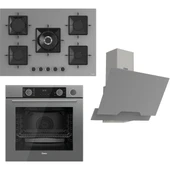 Ferre Steamart Ss Serisi Gri Set (SS038 + XE64CPR +D065 ) -75'lik Seri Kare Emaye Izgara thumbnail 1