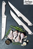 Sürmene Serisi Mutfak Bıçak Seti Et Ekmek Sebze Bıçağı 3 Lü Beyaz Verzalit Sap HDS-162 thumbnail 1