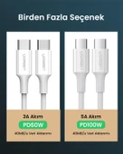 UGREEN USB-C 60W 3A QC PD Hızlı Şarj Kablosu, 0.5 Metre, Beyaz, 60517 thumbnail 3
