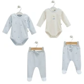 Caramell %100 Pamuk Flaying Cars Body Pantolon Seti 56-62 cm 1-3 Ay Mavi CRML.MV.BPE1201 thumbnail 1