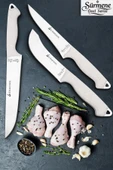 Sürmene Serisi Mutfak Bıçak Seti Yüzme Sıyırma Kasap Et Sebze Bıçağı 3 Lü Beyaz Verzalit Sap HDS-161 thumbnail 1