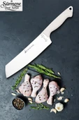 Sürmene Serisi Santoku Mutfak Şef Bıçak Et Ekmek Sebze Salata Şef Bıçağı Beyaz Verzalit Sap HDS-158 thumbnail 1