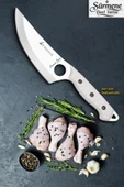 Sürmene Serisi Sivri Mutfak Şef Bıçağı Bıçak Kamp Bıçağı Deri Kılıflı Beyaz Verzalit Sap HDS-154 thumbnail 1