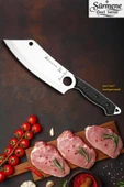 Sürmene Serisi Action Mutfak Şef Bıçağı Bıçak Kamp Bıçağı Deri Kılıflı Siyah Verzalit Sap HDS-137 thumbnail 1