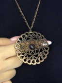 Doğal Taş Ametist  Doğal Taşlı Yuvarlak Antik Kadın Kolye euk47amt thumbnail 1