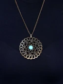 Doğal Taş Firuze Doğal Taşlı Yuvarlak Model Kadın Antik Kolye euk47f thumbnail 3
