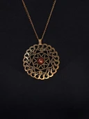 Doğal Taş Akik Doğal Taşlı Yuvarlak Model Antik Kadın Kolye euk47a thumbnail 3