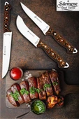 Sürmene Serisi Mutfak Bıçak Seti Yüzme Sıyırma Kasap Et Sebze Bıçağı 3 Lü Kahve Verzalit Sap HDS-133 thumbnail 1