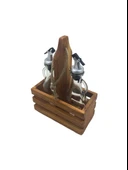 Ahşap Doğal 2Li Tombul Set Yağdanlık ve Sosluk Takımı(SET)(KİRAZ) Ahşap Rengi 5 SET thumbnail 4