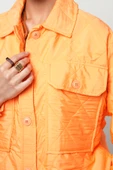 Kadın Çift Cepli Turuncu Renk Oversize Kalıp Gömlek-Ceket thumbnail 5