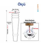 Bohem 20 cm Doğal Ahşap Ayak 4 ADET SET Boyasız Silindir Mobilya Koltuk Kanepe Ayağı Aparat Dahil thumbnail 5