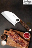 Sürmene Serisi K Almazan Mutfak Şef Bıçağı Bıçak Kamp Bıçağı Deri Kılıflı Kahve Verzalit Sap HDS-122 thumbnail 1