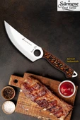 Sürmene Serisi Sivri Mutfak Şef Bıçağı Bıçak Kamp Bıçağı Deri Kılıflı Kahve Verzalit Sap HDS-125 thumbnail 1