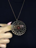 Doğal Taş Akik Doğal Taşlı Yuvarlak Model Antik Kadın Kolye euk47a thumbnail 1