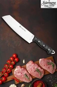 Sürmene Serisi Santoku Mutfak Şef Bıçak Et Ekmek Sebze Salata Şef Bıçağı Siyah Verzalit Sap HDS-144 thumbnail 1