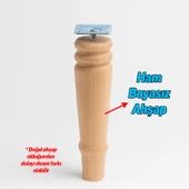 Bohem 20 cm Doğal Ahşap Ayak Boyasız Ham Silindir Mobilya Koltuk Kanepe Ayağı Metal Aparat Dahil thumbnail 5