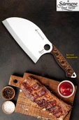 Sürmene Serisi B Almazan Mutfak Şef Bıçağı Bıçak Kamp Bıçağı Deri Kılıflı Kahve Verzalit Sap HDS-123 thumbnail 1