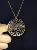 Doğal Taş Labradorit Doğal Taşlı Yuvarlak Model Antik Kadın Kolye euk47lbt thumbnail 1