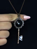 Doğal Taş Oniks Doğal Taşlı Anahtar Model Antik Kadın Kolye euk35o thumbnail 1