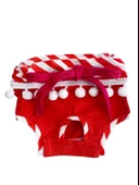 Frilly Red Dişi Kedi Regl Külotu | Kedi Donu | Kedi İç Çamaşırı | Ayarlanabilir Bağcıklı | Küçük Irklar İçin thumbnail 2