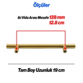 Mobilya Mutfak Çekmece Dolap Dolabı Kulbu Kulpu Kulpları (128 mm -12.8 cm) Gold Altın Metal (5 Adet) thumbnail 3