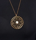 Doğal Taş Aytaşı Doğal Taşlı Yuvarlak Model Antik Kadın Kolye euk47ay thumbnail 3