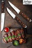 Sürmene Serisi Mutfak Bıçak Seti Et Ekmek Sebze Bıçağı 3 Lü Kahve Verzalit Sap HDS-134 thumbnail 1