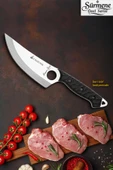 Sürmene Serisi Sivri Mutfak Şef Bıçağı Bıçak Kamp Bıçağı Deri Kılıflı Siyah Verzalit Sap HDS-139 thumbnail 1