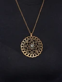 Doğal Taş Labradorit Doğal Taşlı Yuvarlak Model Antik Kadın Kolye euk47lbt thumbnail 3