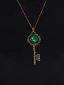 Doğal Taş Yeşil Akik Doğal Taşlı Antik Anahtar Model Kadın Kolye euk35ya thumbnail 2