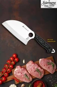 Sürmene Serisi K Almazan Mutfak Şef Bıçağı Bıçak Kamp Bıçağı Deri Kılıflı Siyah Verzalit Sap HDS-135 thumbnail 1