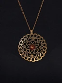 Doğal Taş Akik Doğal Taşlı Yuvarlak Model Antik Kadın Kolye euk47a thumbnail 2