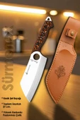 Sürmene Serisi K Şef Mutfak Şef Bıçağı Bıçak Kamp Bıçağı Deri Kılıflı Kahve Verzalit Sap HDS-126 thumbnail 2
