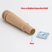 Bohem 20 cm Doğal Ahşap Ayak 4 ADET SET Boyasız Silindir Mobilya Koltuk Kanepe Ayağı Aparat Dahil thumbnail 4