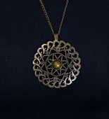 Doğal Taş Sitrin Doğal Taşlı Yuvarlak Model Antik Kadın Kolye euk47s thumbnail 2