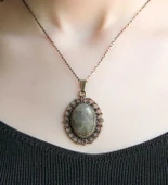 Doğal Taş Labradorit Doğal Taşlı Otantik Kadın Kolye 45 Cm Zincirli euk13lbt thumbnail 3