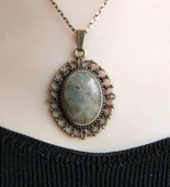 Doğal Taş Labradorit Doğal Taşlı Otantik Kadın Kolye 45 Cm Zincirli euk13lbt thumbnail 2