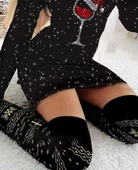 MDB Kadın Uzun Kollu Taş Kadeh Baskı Mikro Kumaş Mini Boy Elbise (çorapsız) thumbnail 3