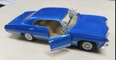 Kinsmart Oyuncak Metal Model Araba 1/36 Çek Bırak 1967 Mavi Chevrolet İmpala thumbnail 2
