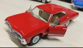 Kinsmart Oyuncak Metal Model Araba 1/36 Çek Bırak 1967 Kırmızı Chevrolet İmpala - 1