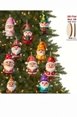 10'lu Ahşap Noel Cüce Süs Seti | 2D Düz Baskı Renkli Asma Dekorları / Ev & Parti & Hediye Etiketi thumbnail 2